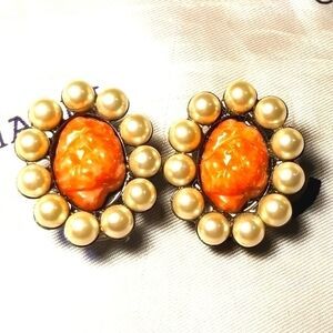 RARE VRBA Miriam Haskell Vintage Coral Pearl Earrings